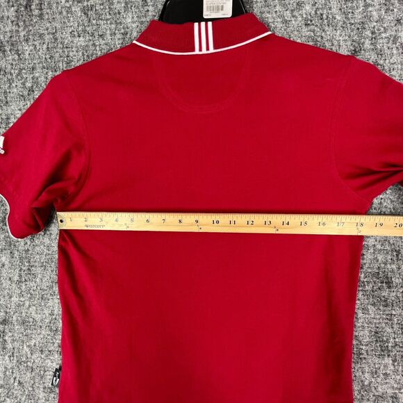 Adidas Shirt Mens Medium Red Polo Rugby Short-Sleeve Golf Club Climalite Stretch - Picture 8 of 11